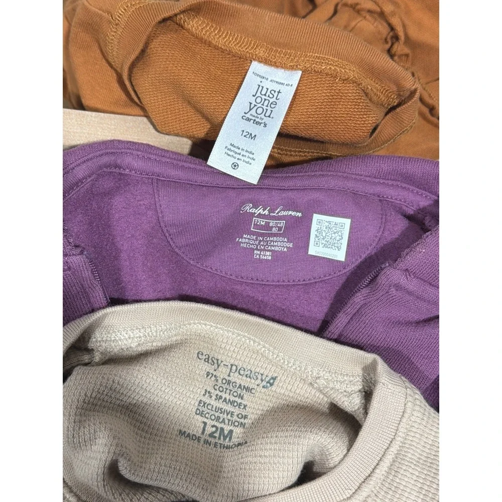 Ralph Lauren Easy Peasy Just One You Girls 12M Purple Tan Long Sleeve Bundle